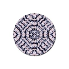 Futuristic Geo Print Rubber Coaster (round)  by dflcprints