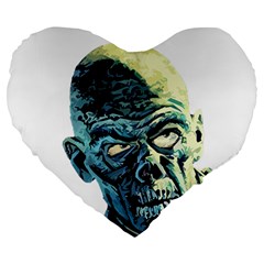 Zombie Large 19  Premium Flano Heart Shape Cushions by Valentinaart