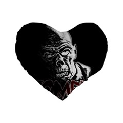 Zombie Standard 16  Premium Flano Heart Shape Cushions by Valentinaart