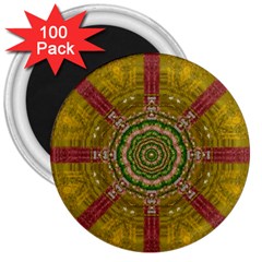 Mandala In Metal And Pearls 3  Magnets (100 Pack) by pepitasart