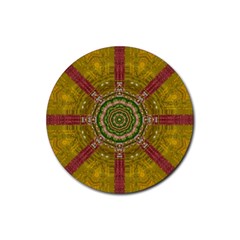 Mandala In Metal And Pearls Rubber Round Coaster (4 Pack)  by pepitasart