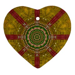 Mandala In Metal And Pearls Heart Ornament (two Sides) by pepitasart