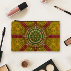 Mandala In Metal And Pearls Cosmetic Bag (medium)  by pepitasart