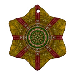 Mandala In Metal And Pearls Snowflake Ornament (two Sides) by pepitasart