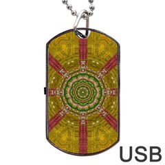 Mandala In Metal And Pearls Dog Tag Usb Flash (one Side) by pepitasart