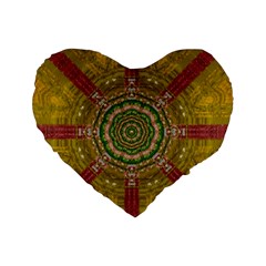 Mandala In Metal And Pearls Standard 16  Premium Heart Shape Cushions by pepitasart