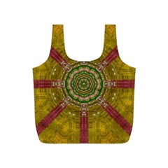 Mandala In Metal And Pearls Full Print Recycle Bags (s)  by pepitasart