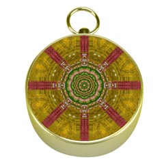 Mandala In Metal And Pearls Gold Compasses by pepitasart