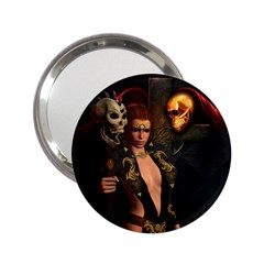 The Dark Side, Women With Skulls In The Night 2 25  Handbag Mirrors by FantasyWorld7