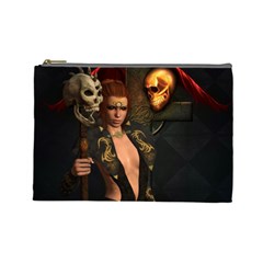 The Dark Side, Women With Skulls In The Night Cosmetic Bag (large)  by FantasyWorld7