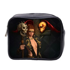 The Dark Side, Women With Skulls In The Night Mini Toiletries Bag 2-side by FantasyWorld7