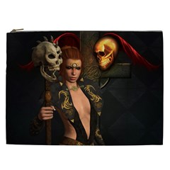 The Dark Side, Women With Skulls In The Night Cosmetic Bag (xxl)  by FantasyWorld7