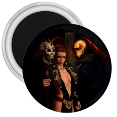 The Dark Side, Women With Skulls In The Night 3  Magnets by FantasyWorld7