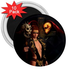 The Dark Side, Women With Skulls In The Night 3  Magnets (10 Pack)  by FantasyWorld7