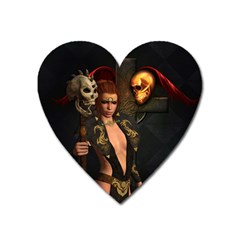 The Dark Side, Women With Skulls In The Night Heart Magnet by FantasyWorld7