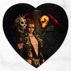 The Dark Side, Women With Skulls In The Night Jigsaw Puzzle (heart) by FantasyWorld7