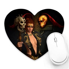 The Dark Side, Women With Skulls In The Night Heart Mousepads by FantasyWorld7