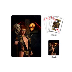 The Dark Side, Women With Skulls In The Night Playing Cards (mini)  by FantasyWorld7