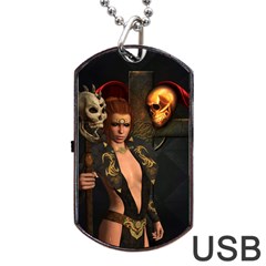 The Dark Side, Women With Skulls In The Night Dog Tag Usb Flash (two Sides)