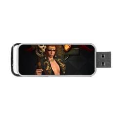 The Dark Side, Women With Skulls In The Night Portable Usb Flash (one Side) by FantasyWorld7