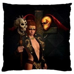 The Dark Side, Women With Skulls In The Night Standard Flano Cushion Case (two Sides) by FantasyWorld7