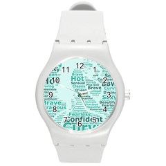 Belicious World Curvy Girl Wordle Round Plastic Sport Watch (M)