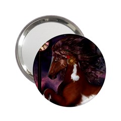 Steampunk Wonderful Wild Horse With Clocks And Gears 2 25  Handbag Mirrors by FantasyWorld7