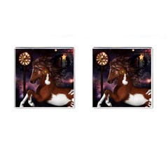 Steampunk Wonderful Wild Horse With Clocks And Gears Cufflinks (square) by FantasyWorld7