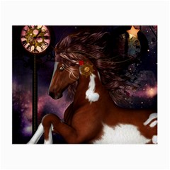 Steampunk Wonderful Wild Horse With Clocks And Gears Small Glasses Cloth (2-side)