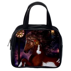 Steampunk Wonderful Wild Horse With Clocks And Gears Classic Handbags (one Side) by FantasyWorld7