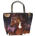 Steampunk Wonderful Wild Horse With Clocks And Gears Bucket Bags Back