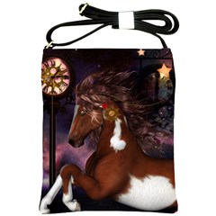 Steampunk Wonderful Wild Horse With Clocks And Gears Shoulder Sling Bags by FantasyWorld7