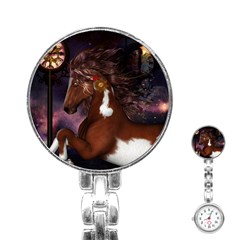 Steampunk Wonderful Wild Horse With Clocks And Gears Stainless Steel Nurses Watch by FantasyWorld7