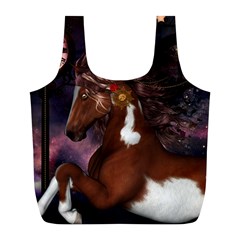 Steampunk Wonderful Wild Horse With Clocks And Gears Full Print Recycle Bags (l)  by FantasyWorld7