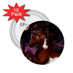 Steampunk Wonderful Wild Horse With Clocks And Gears 2 25  Buttons (10 Pack)  by FantasyWorld7