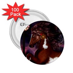 Steampunk Wonderful Wild Horse With Clocks And Gears 2 25  Buttons (100 Pack)  by FantasyWorld7