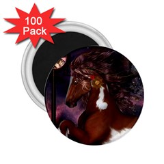 Steampunk Wonderful Wild Horse With Clocks And Gears 2 25  Magnets (100 Pack)  by FantasyWorld7