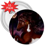 Steampunk Wonderful Wild Horse With Clocks And Gears 3  Buttons (10 pack)  Front