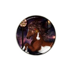 Steampunk Wonderful Wild Horse With Clocks And Gears Hat Clip Ball Marker by FantasyWorld7