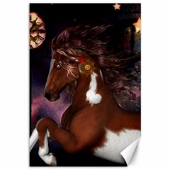 Steampunk Wonderful Wild Horse With Clocks And Gears Canvas 12  X 18   by FantasyWorld7