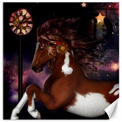 Steampunk Wonderful Wild Horse With Clocks And Gears Canvas 16  X 16   by FantasyWorld7