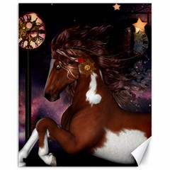 Steampunk Wonderful Wild Horse With Clocks And Gears Canvas 11  X 14   by FantasyWorld7