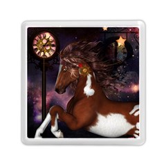 Steampunk Wonderful Wild Horse With Clocks And Gears Memory Card Reader (square)  by FantasyWorld7