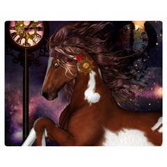 Steampunk Wonderful Wild Horse With Clocks And Gears Double Sided Flano Blanket (medium)  by FantasyWorld7