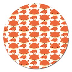 Cute Little Fox Pattern Magnet 5  (round) by paulaoliveiradesign