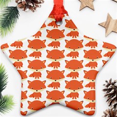 Cute Little Fox Pattern Star Ornament (two Sides) by paulaoliveiradesign