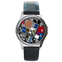 Abstract Composition Round Metal Watch