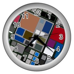 Abstract Composition Wall Clocks (Silver) 