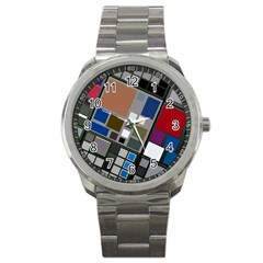 Abstract Composition Sport Metal Watch