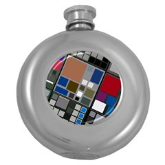 Abstract Composition Round Hip Flask (5 oz)